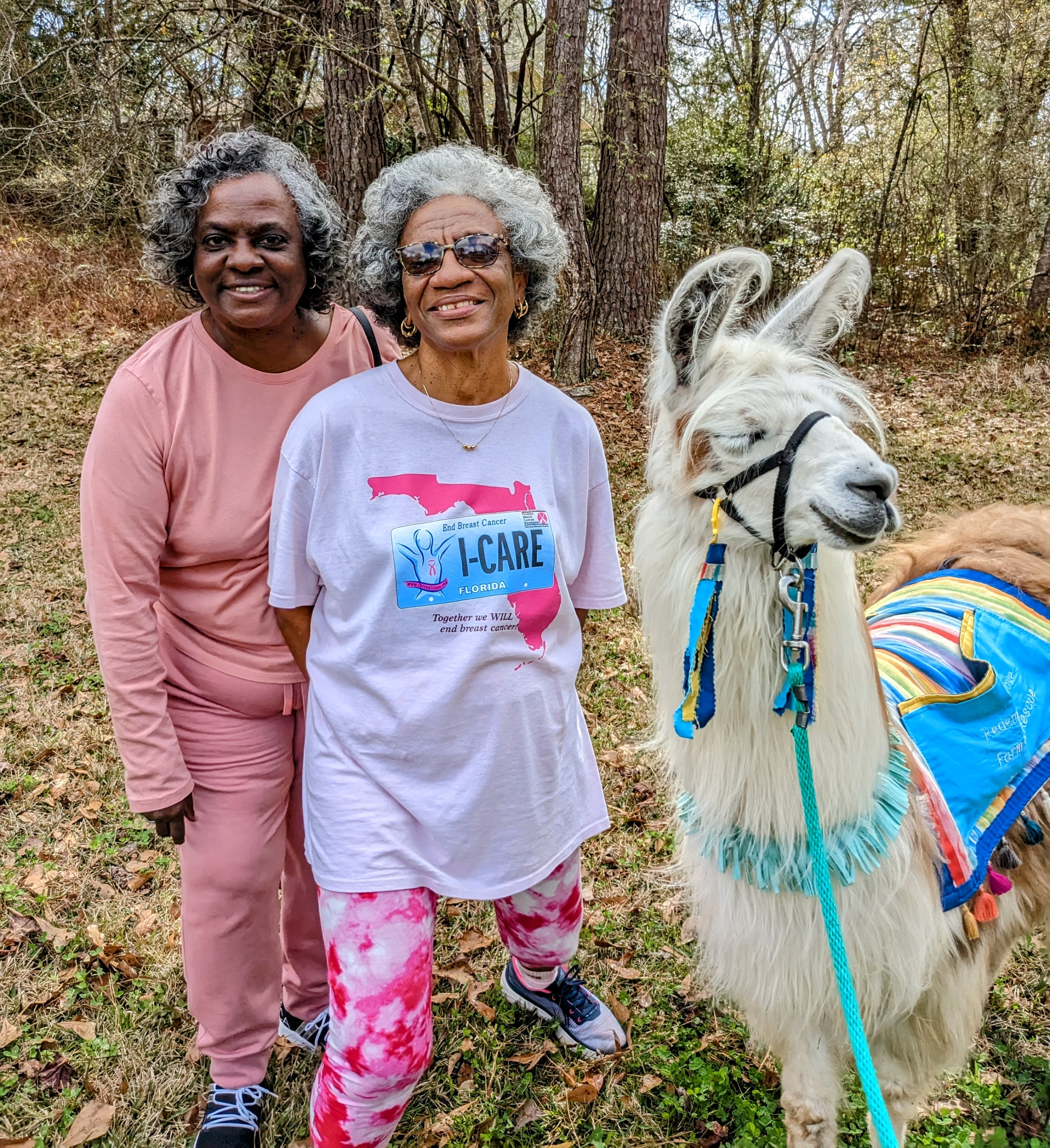 Katie & Gracie Leland with Millie the llama